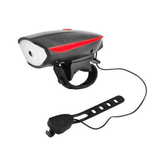 Luz Led Delantera Para Bicicleta Recargable Con Bocina Color Negro