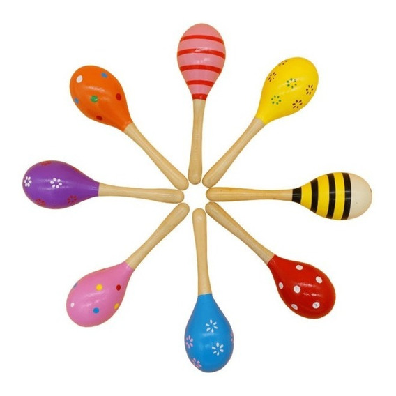 Maraca De Madera Instrumento Musical Didáctico Infantil