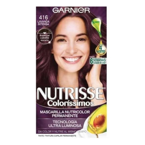 Kit Tinte Garnier  Nutrisse coloríssimos Mascarilla nutricolor permanente tono 416 lavanda intensa para cabello