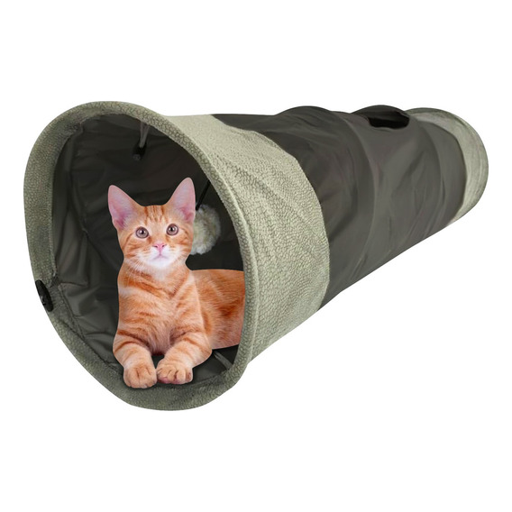 Tunel Para Gato Interactivo Plegable Portatil Color Gris oscuro