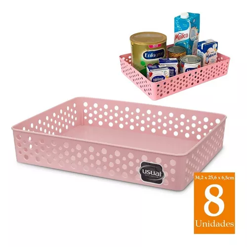 Kit de 8 cestas organizadoras, cajas grandes multiusos, armario de color  rosa