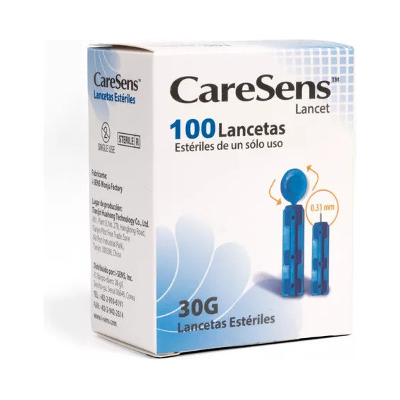 Lancetas Para Glucómetro Caresens. 100 Unidades. 