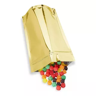 Bolsa Stand Up Pouch 500gr Metalizada C/ Zipper Dorada 100pz