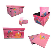 Puff Infantil Rosa 50cm Bau Porta Treco Caixa Organizadora