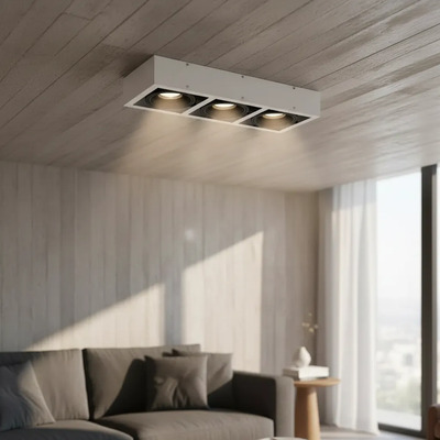 Aplique Techo Plafon Box 3 Ar111 Cardanico Blanco Moderno Blanco