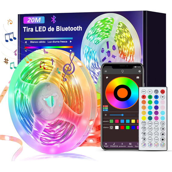 Tiras De Led Rgb Color Luces Bluetooth App Control 20m