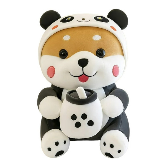 Peluche Perro Shiba Inu Con Disfraz De Panda Kawaii