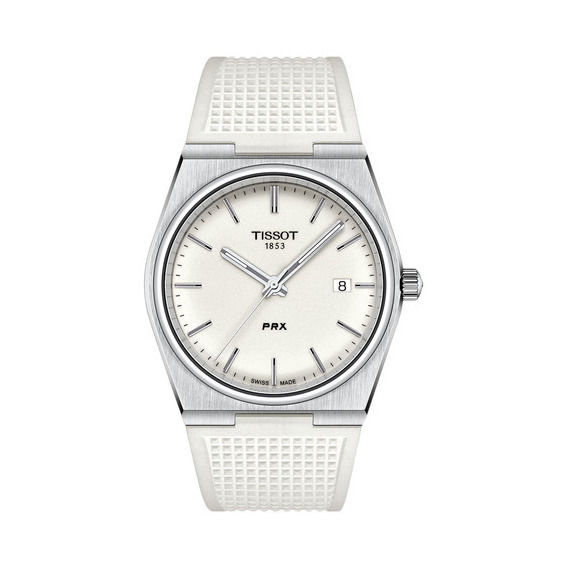 Reloj Hombre Tissot T137.410.17.011.00 Prx Color De La Correa Blanco Color Del Bisel Plateado Color Del Fondo Blanco