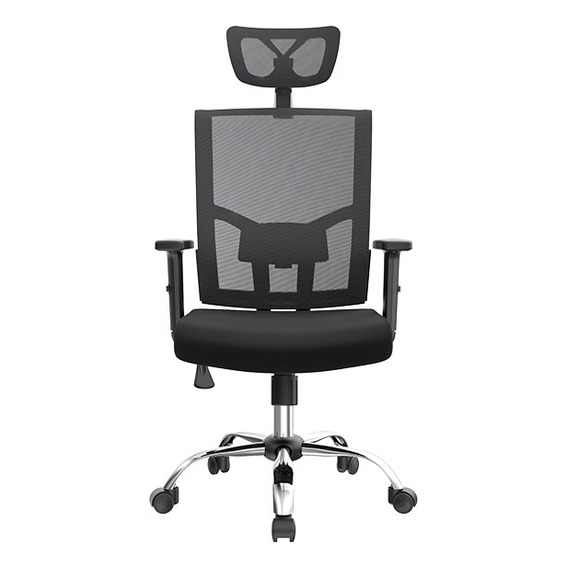 Silla Oficina Ergonomica Presidencial Marca Silleti Modelo Baltimore Brazos Ajustables 3d Apoya Cabezas Apoyo Lumbar Base Cromada Giratoria Reclinable Mecanismo Basculante Tapizada En Malla Negra