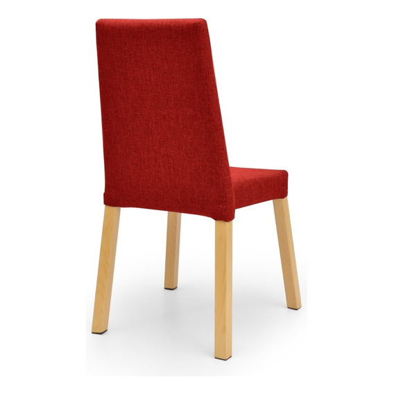 Silla Para Comedor Viena En Tela Estructura De La Silla Metálica Acabado Madera Asiento Rojo