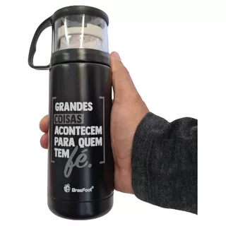 Garrafa Térmica Café Pequena 350ml Aço Inoxidável Temática