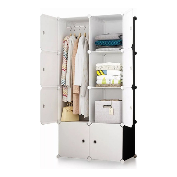 Closet Ropero Organizador Plastico 8 Cubos Portatil Armable Color Blanco