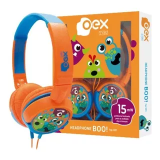 Headphone Fone Kids Criança Boo Azul E Laranja  Hp301 - Oex