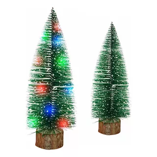 2 Mini Árbol De Navidad Con Luces Led Para Escritorio Mesa