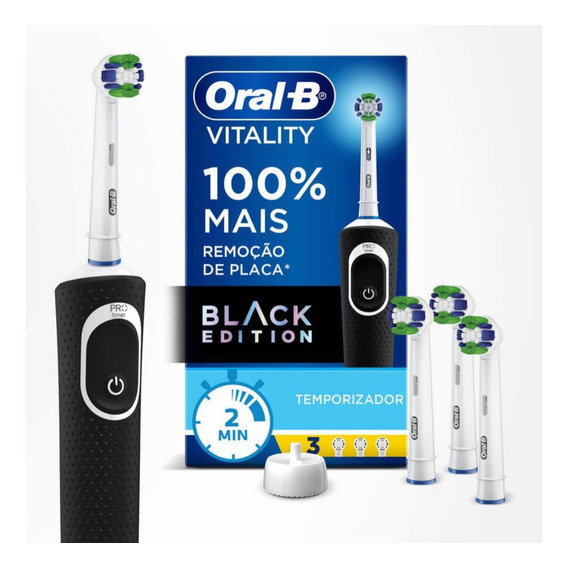 Cepillo de dientes eléctrico Oral B Vitality+ 3 Refils Black Bivolt