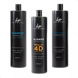 Alisado 4d + Shampoo + Acondicionador 1lt Brazilian Platinum