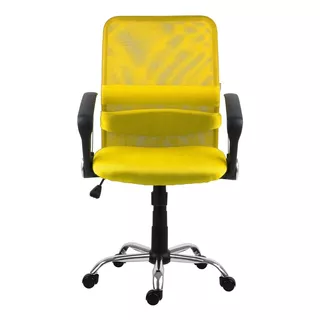 Cadeira De Escritório Mgm Flex Bilbao Diretor  Amarela Com Estofado De Mesh