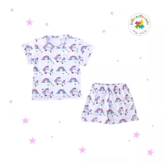 Conjunto Pijama - Remera Manga Corta Y Short Nene Y Nena 