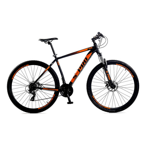 Mountain bike S-Pro VX R29 21v frenos de disco mecánico cambios Shimano TX35 color negro mate/naranja