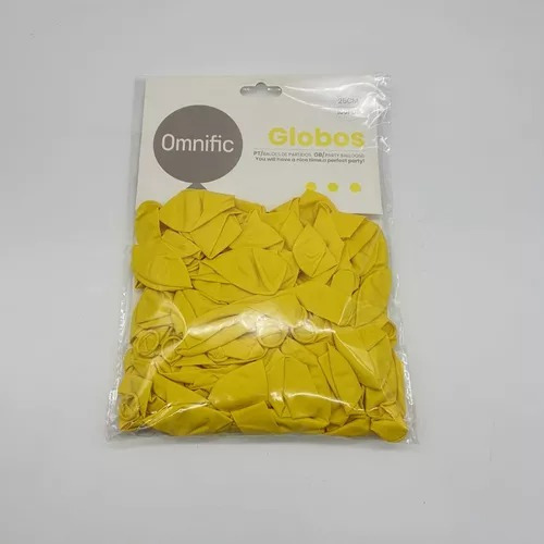 Globos Color Amarillo 100 Unidades Tamaño 25 Cm