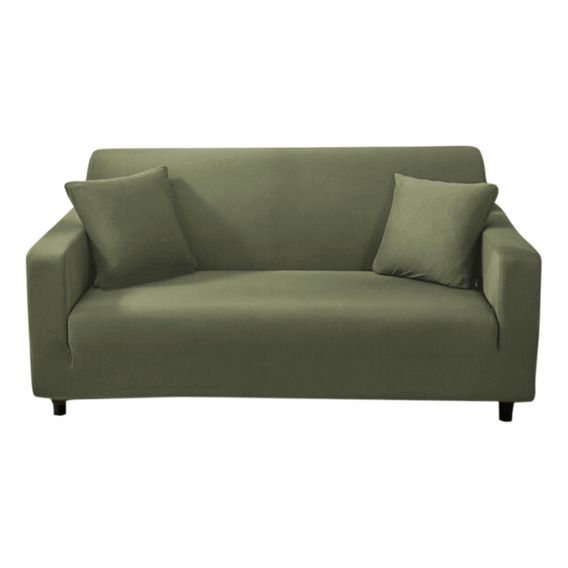 Funda Para Sofá 2 Cuerpos Cubre Sillón Lavable Color Verde Musgo Liso