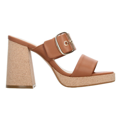 Sandalias Casual Paulina Color Cafe Tacón Ancho Para Mujer