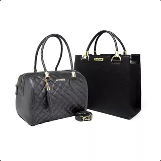 Kit Bolsa Grande Bau Lisboa Preto E Castelo Shopbag