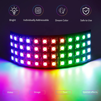 Panel Led Rgb Digital Flexible 4x12 Módulo De 96 Píxeles