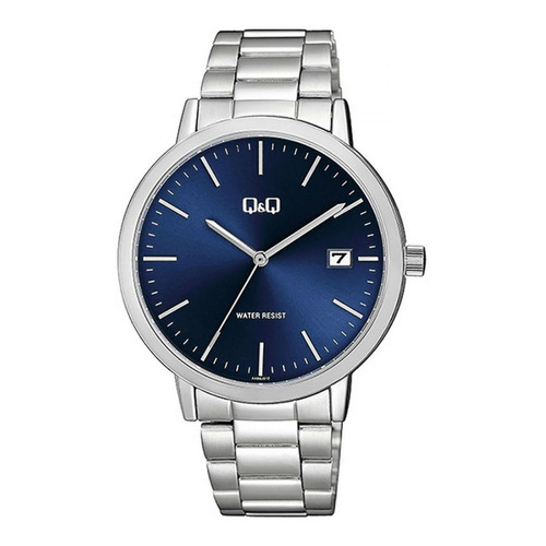 Reloj de pulsera Q&Q A486J212Y de cuerpo color plateado, para hombre, con correa de acero inoxidable color plateado