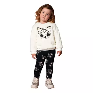 Kit 3 Legging Milon Bebê Calça Menina Flanelada Inverno  