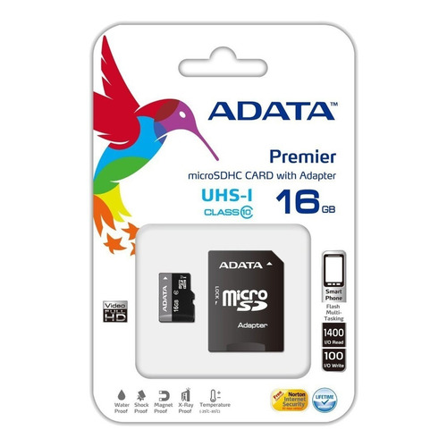 Memoria Adata Micro Sd Hc 16gb Clase 10 Uhs-i 50 Mb/seg