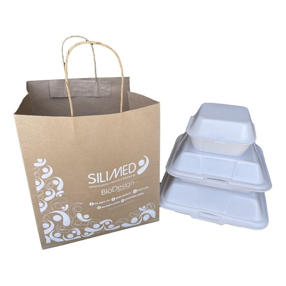 Bolsa Papel Kraft 25x25+35 Comida Delivery Impresión 200 Pz