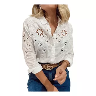 Blusa Importada Broderie Camisa Mujer Calada Zozulka