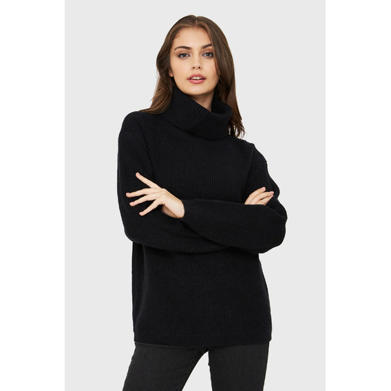 Sweater Cuello Alto Básico Negro Nicopoly