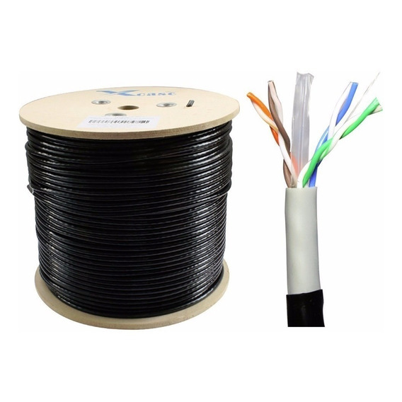 Cable Utp Categoría 6 Cca Red Cctv Exterior Rollo X 305 Mtrs