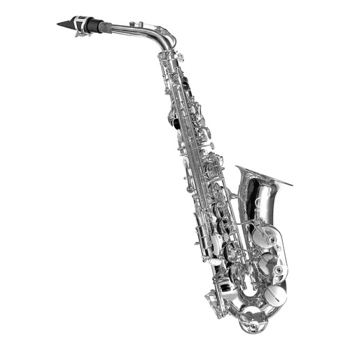 Sax Alto Plateado Fanpro Sxplata Mib Con Estuche Y Accesorio