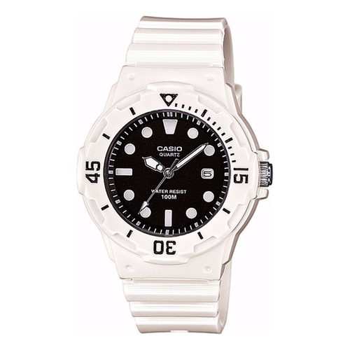 Reloj pulsera Casio LRW-200 con correa de resina color blanco - fondo negro