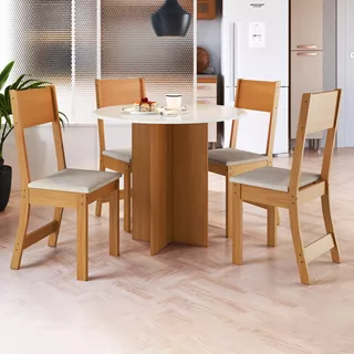 Conjunto Sala De Jantar 1 Mesa 4 Cadeiras Malta Indekes Wt