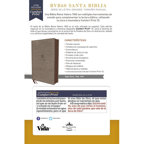 Biblia Manual Serie 50 Rv1960 Tapa Dura Tela Gris