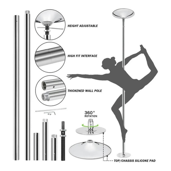 Barra Profesional Pole Dance Fitness Portátil Fijo Giratorio