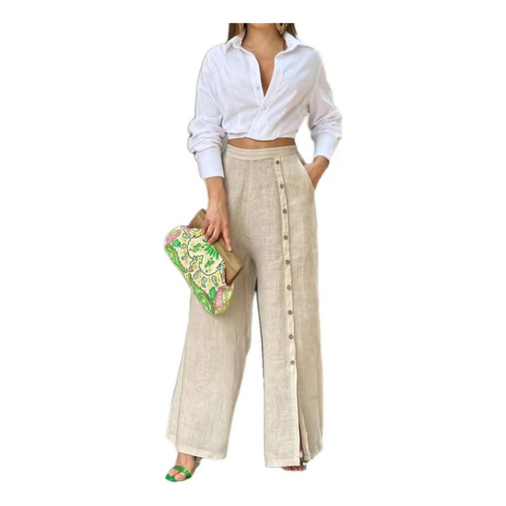 Casual T-shirt And Lapel Pants Two-piece Set .