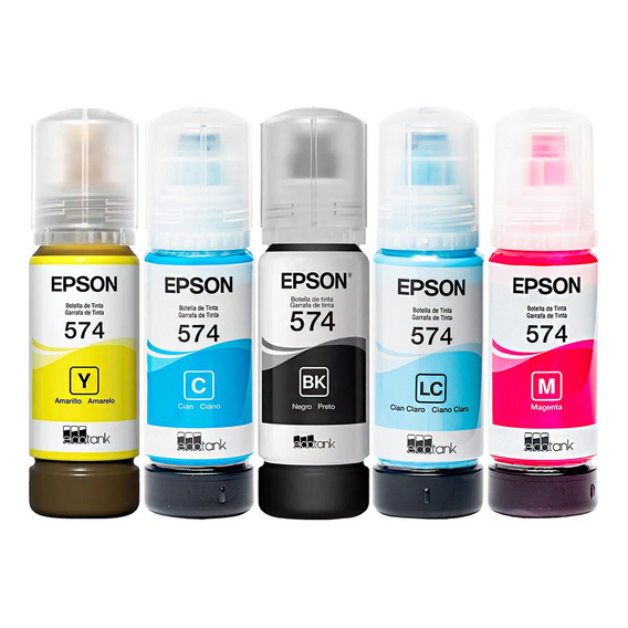 Kit 5 Botellas Tinta Epson T574 L8050 L18050 T574-acmn