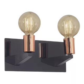 Lampara Aplique Terni 2 Luces Vintage E27 Led Negro Cobre Color Cobre-negro