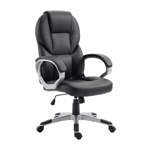 Silla de escritorio Consulogo Executive ergonómica  negra con tapizado de cuero sintético