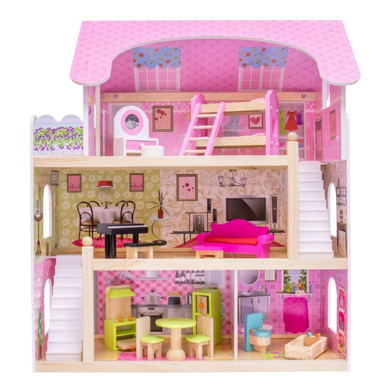 Casa De Muñecas Mila Con Muebles Casita Para Niñas  (-mila)