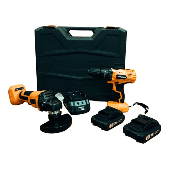 Kit Atg18-7 Lusqtoff Taladro Percutor +amoladora Inal. 18v Color Naranja Claro Frecuencia 50hz