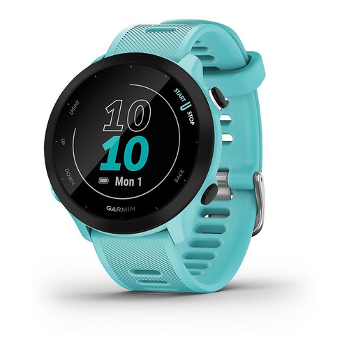 Reloj De Pulsera Inteligente Garmin Forerunner 55 Unisex Color de la correa Aqua Color del bisel Negro Color del fondo Negro