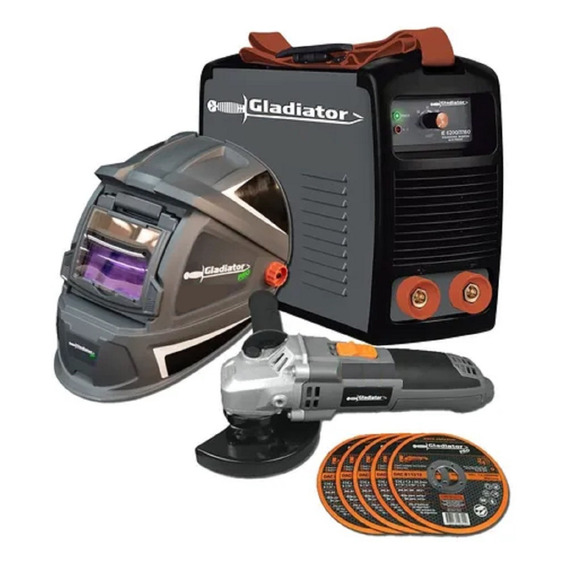 Soldadora 200amp + Amoladora + Máscara De Soldar Gladiator