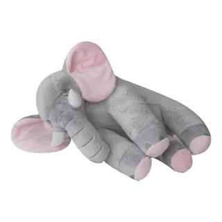 Elefante Gigante 90cm Pelúcia Almofada Antialérgico Cores Cor Cinza/rosa