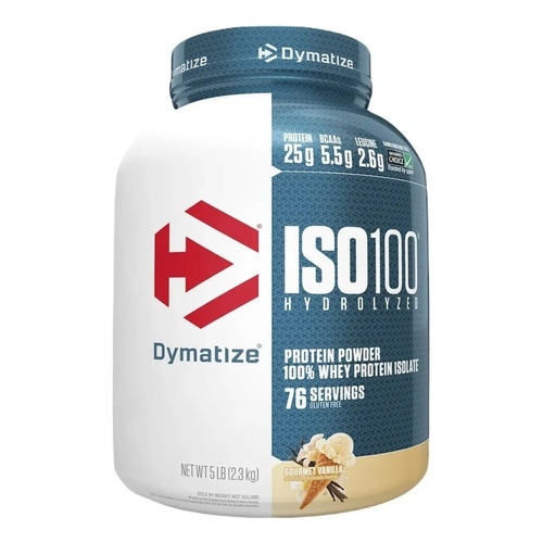 Iso 100 Whey Protein Dymatize, 2,26 kg, aislado hidrolizado, sabor a vainilla gourmet